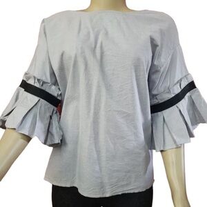 Chepè Blue Ruffle Sleeve 100% Cotton Top